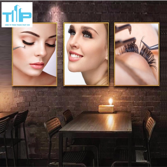 Khung tranh tráng gương -Bộ 3 tranh - Tranh nối mi siêu đẹp cho tiệm 