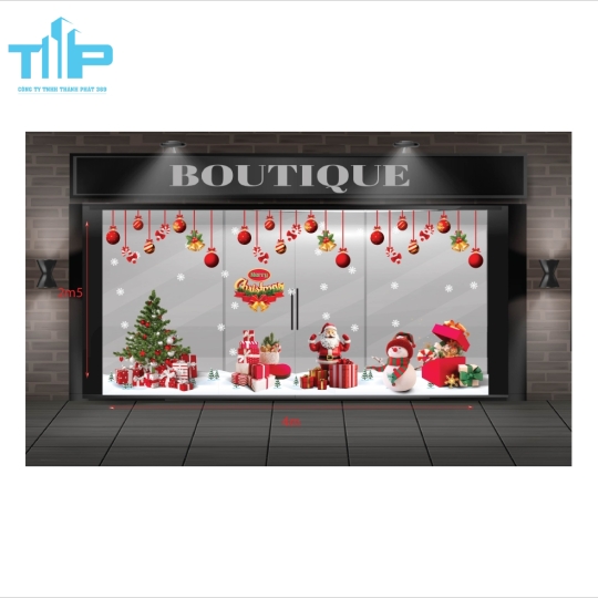 Decal Noel – Cây Thông & Ông Già Noel Sang Trọng mẫu 23