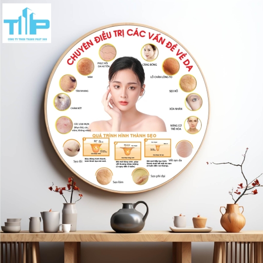 Tranh tròn chăm sóc da đúng  chuẩn y khoa - Tranh tráng gương chất lượng cao HCM