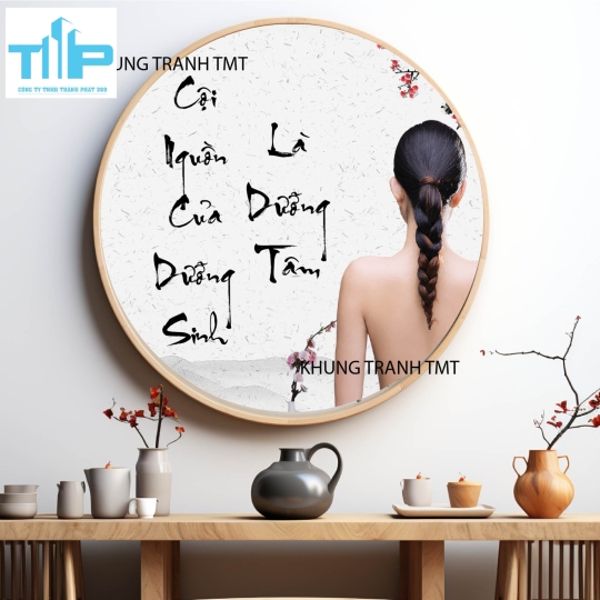 Khung tranh tráng gương- Tranh tráng gương tròn - Cội nguồn của dưỡng sinh là dưỡng tâm