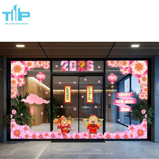 Decal Tết Hoa Đào Hồng Rực – Mang Về May Mắn & Tài Lộc Cho Năm Mới! mẫu 34