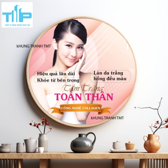 Khung tranh tráng gương - Tranh tròn - Tắm tắng toàn thân