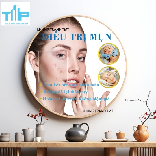 Khung tranh tráng gương - Tranh tròn - Điều trị mụn