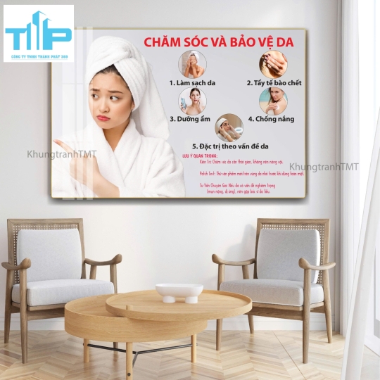 Tranh chăm sóc và bảo vệ da đúng cách - Tranh tráng gương trang trí spa, thẩm mỹ viện
