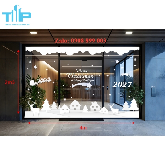 “Xứ Sở Tuyết Trắng” – Mẫu Decal Noel Dán Kính Độc Đáo 2027 - mẫu 76