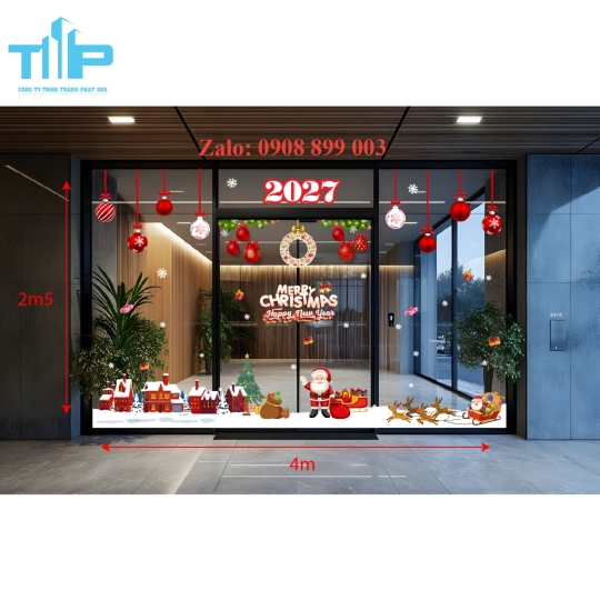 Decal Trang Trí Noel 2027 Cửa Kính – Bộ Decal Giáng Sinh Đẹp, Ấn Tượng - mẫu 77