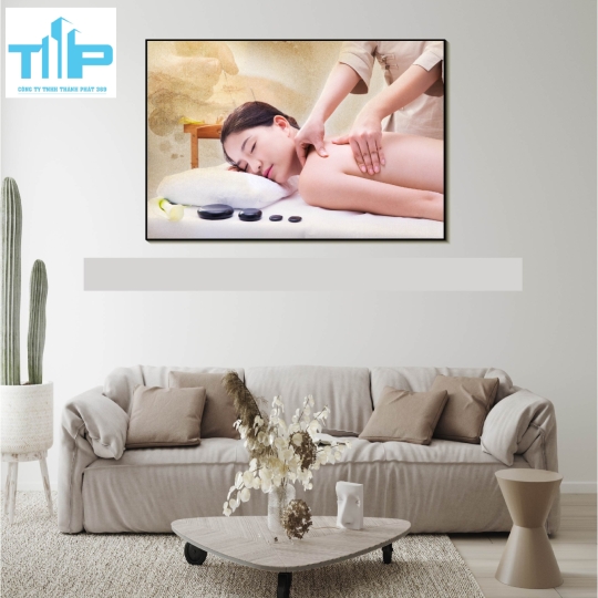 Khung tranh tráng gương trang trí tiệm dưỡng sinh 
