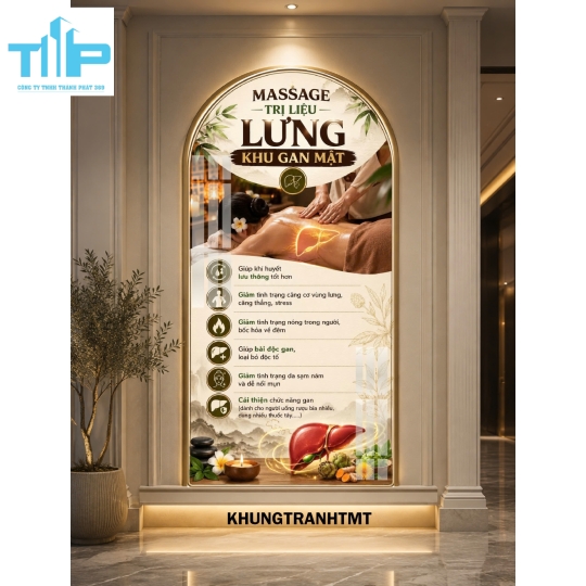 Massage trị liệu, chăm sóc cơ thể toàn diện - Tranh vòm tráng gương decor spa, dưỡng sinh