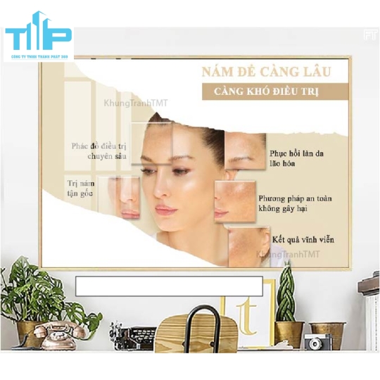 tranh tráng trí tráng gương cho spa thẩm mỹ viện về chăm sóc da 
