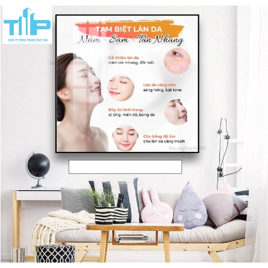tranh tráng trí tráng gương cho spa thẩm mỹ viện về chăm sóc da 