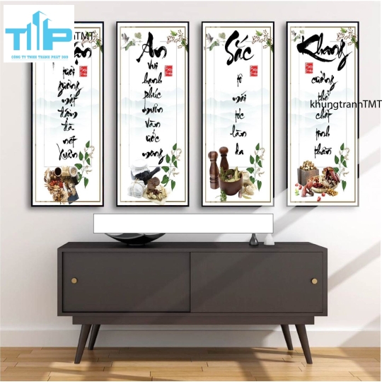 Khung tranh tráng gương- Bộ 4 tranh thế giới dưỡng sinh