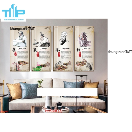 Khung tranh tráng gương- Bộ 4 tranh thế giới dưỡng sinh