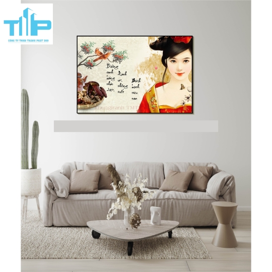 Khung tranh tráng gương trang trí tiệm dưỡng sinh 