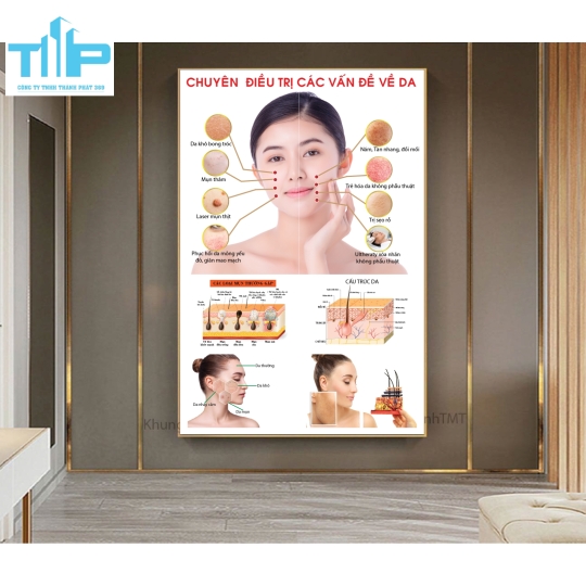 khung tranh điều trị và chăm sóc da trang trí spa, thẩm mỹ viện 