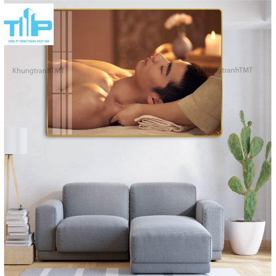 Khung tranh tráng gương - trang trí tiệm spa- massage