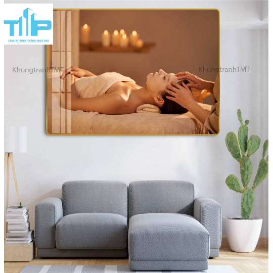 Khung tranh tráng gương - trang trí tiệm spa- massage