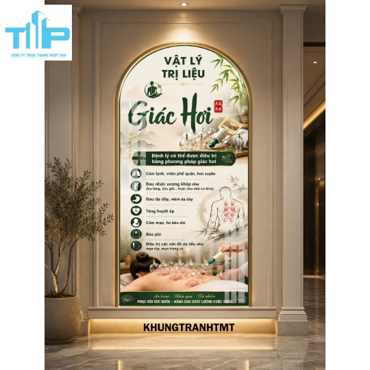 Massage trị liệu, chăm sóc cơ thể toàn diện - Tranh vòm tráng gương decor spa, dưỡng sinh