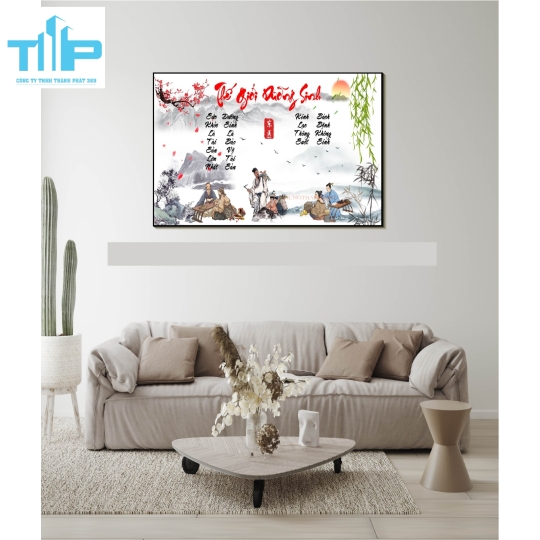 Khung tranh tráng gương trang trí tiệm dưỡng sinh 