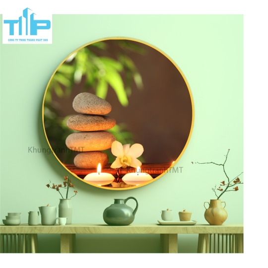 Khung tranh tráng gương - Tranh tròn - Tranh thiên nhiên cho spa 