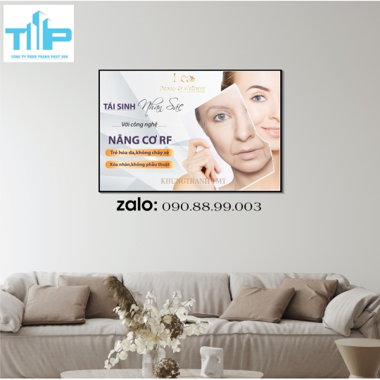 Tranh tráng gương chăm sóc da cho thẩm mỹ viện,spa