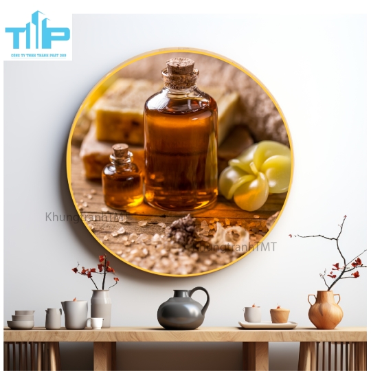 Khung tranh tráng gương - Tranh tròn - Tranh thiên nhiên cho spa 