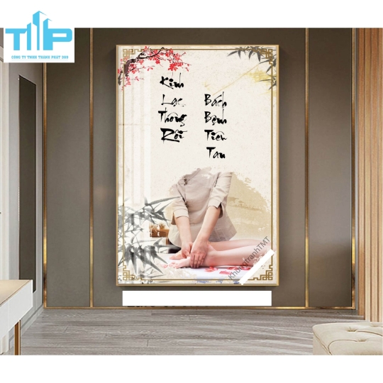 Khung tranh tráng gương- DƯỠNG SINH BẰNG THẢO DƯỢC-ĐẢ THÔNG KINH LẠC 