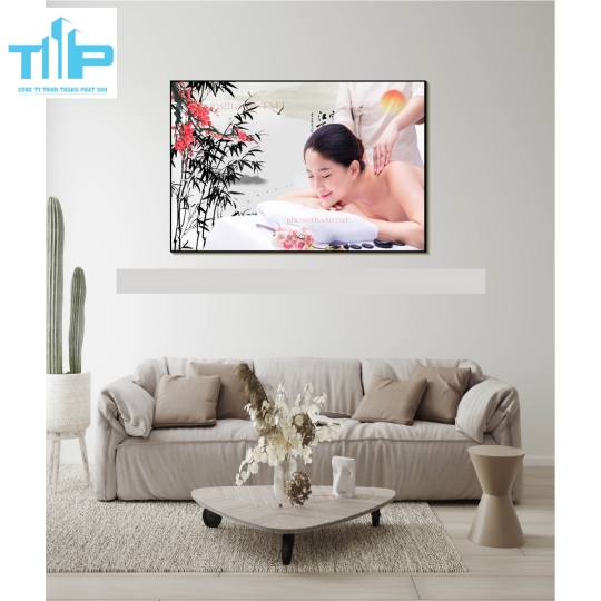 Khung tranh tráng gương trang trí tiệm dưỡng sinh 
