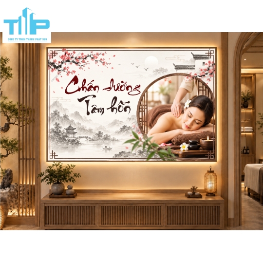 Bộ tranh Thế giới dưỡng sinh, massage thư giãn - tráng gương cao cấp