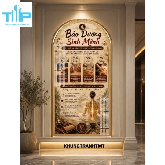 Massage trị liệu, chăm sóc cơ thể toàn diện - Tranh vòm tráng gương decor spa, dưỡng sinh