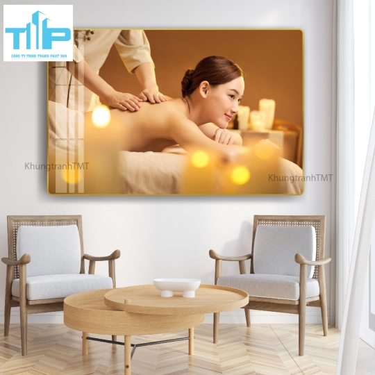Khung tranh tráng gương đẹp cho tiệm spa- nail