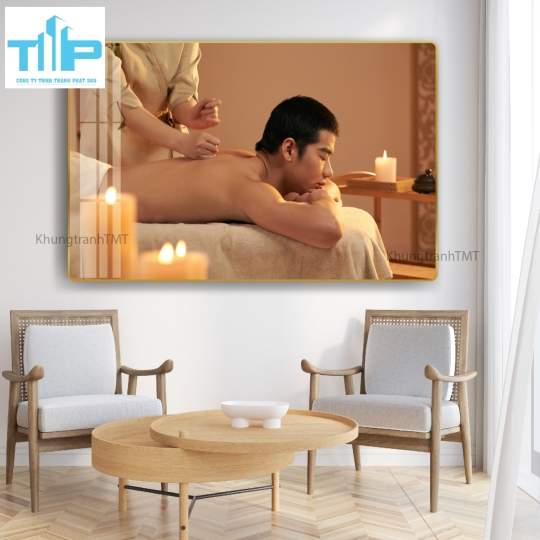 Khung tranh tráng gương đẹp cho tiệm spa- nail