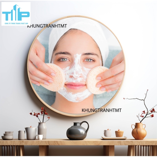 Khung tranh tráng gương - Tranh tròn cho tiệm spa, dưỡng sinh