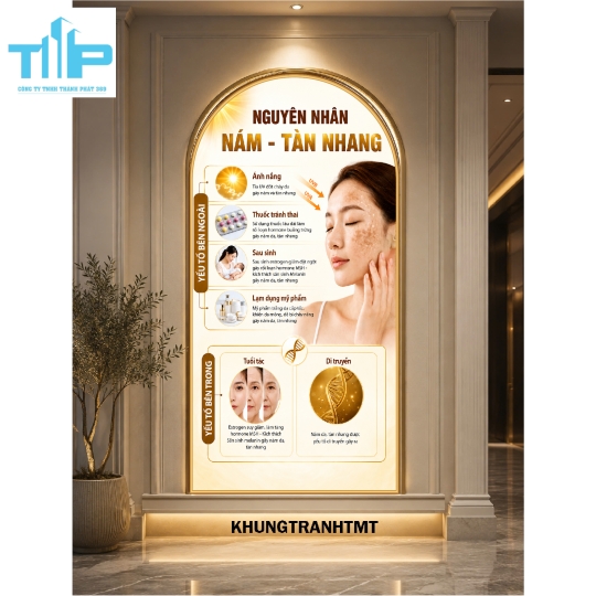 Tranh vòm tráng gương nguyên nhân nám - tàn nhang decor thẩm mỹ viện, spa hiện đại