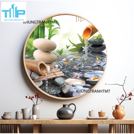 Khung tranh tráng gương - Tranh tròn cho tiệm spa, dưỡng sinh