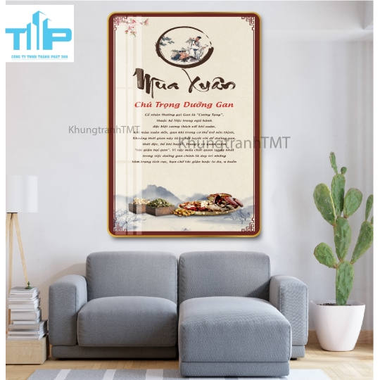 Khung tranh tráng gương - Mùa xuân dưỡng gan - Dưỡng sinh 