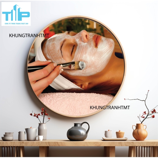 Khung tranh tráng gương - Tranh tròn cho tiệm spa, dưỡng sinh