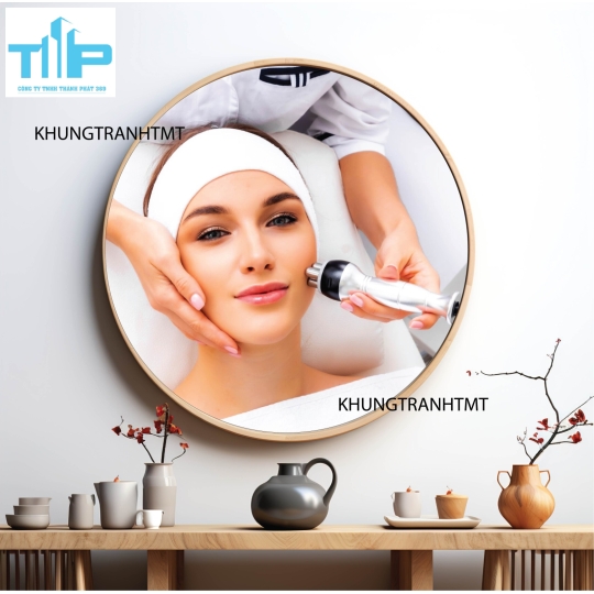 Khung tranh tráng gương - Tranh tròn cho tiệm spa, dưỡng sinh