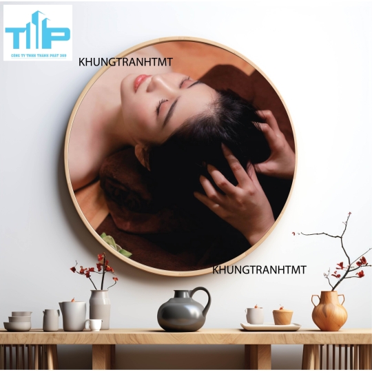 Khung tranh tráng gương - Tranh tròn cho tiệm spa, dưỡng sinh