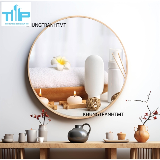 Khung tranh tráng gương - Tranh tròn cho tiệm spa, dưỡng sinh