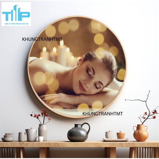 Khung tranh tráng gương - Tranh tròn cho tiệm spa, dưỡng sinh