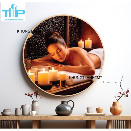 Khung tranh tráng gương - Tranh tròn tắm trắng, làm đẹp
