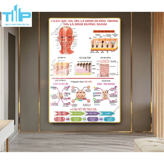 tranh  tráng gương treo tường trang trí cho spa thẩm mỹ viện về chăm sóc da