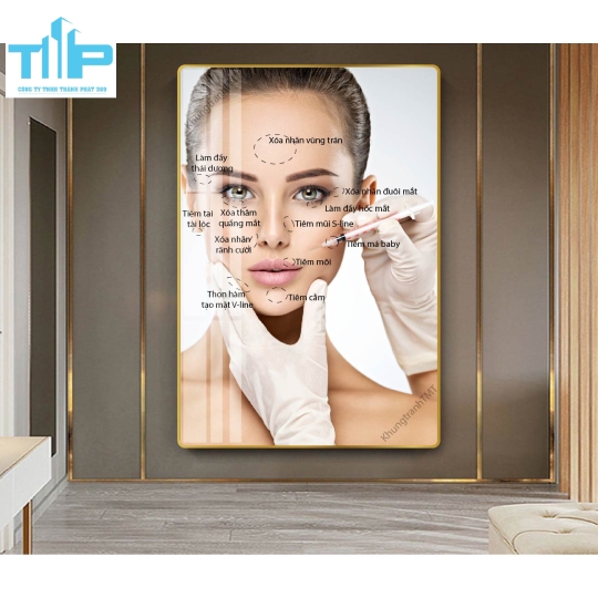 tranh  tráng gương treo tường trang trí cho spa thẩm mỹ viện về chăm sóc da