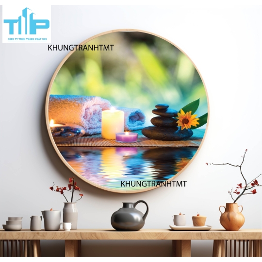 Khung tranh tráng gương - Tranh tròn spa chăm sóc da