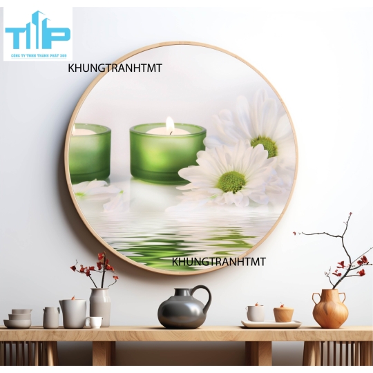 Khung tranh tráng gương - Tranh tròn spa chăm sóc da