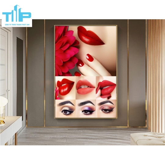 tranh phun xăm  tráng gương sang trọng trang trí spa thẩm mỹ viện