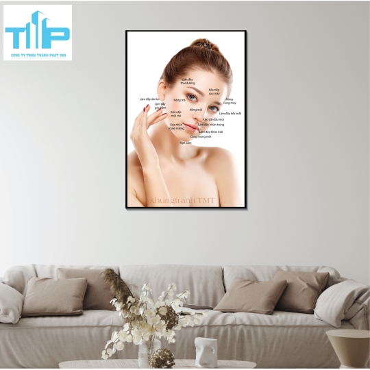 Tranh tráng gương chăm sóc da cho thẩm mỹ viện 