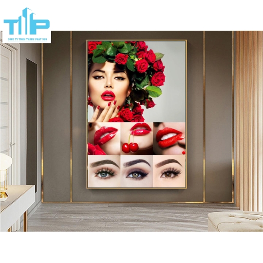 tranh phun xăm  tráng gương sang trọng trang trí spa thẩm mỹ viện