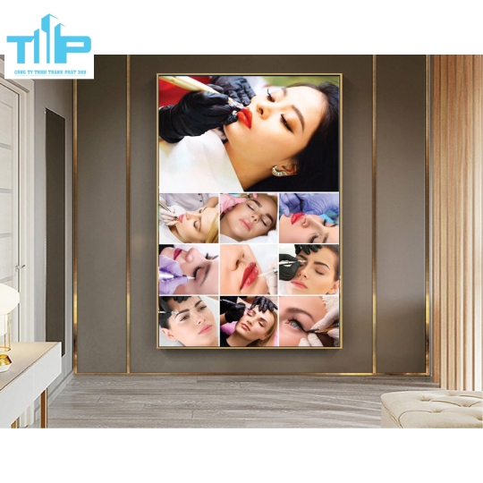 tranh phun xăm  tráng gương sang trọng trang trí spa thẩm mỹ viện