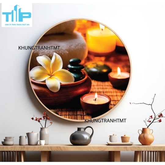 Khung tranh tráng gương - Tranh tròn spa chăm sóc da